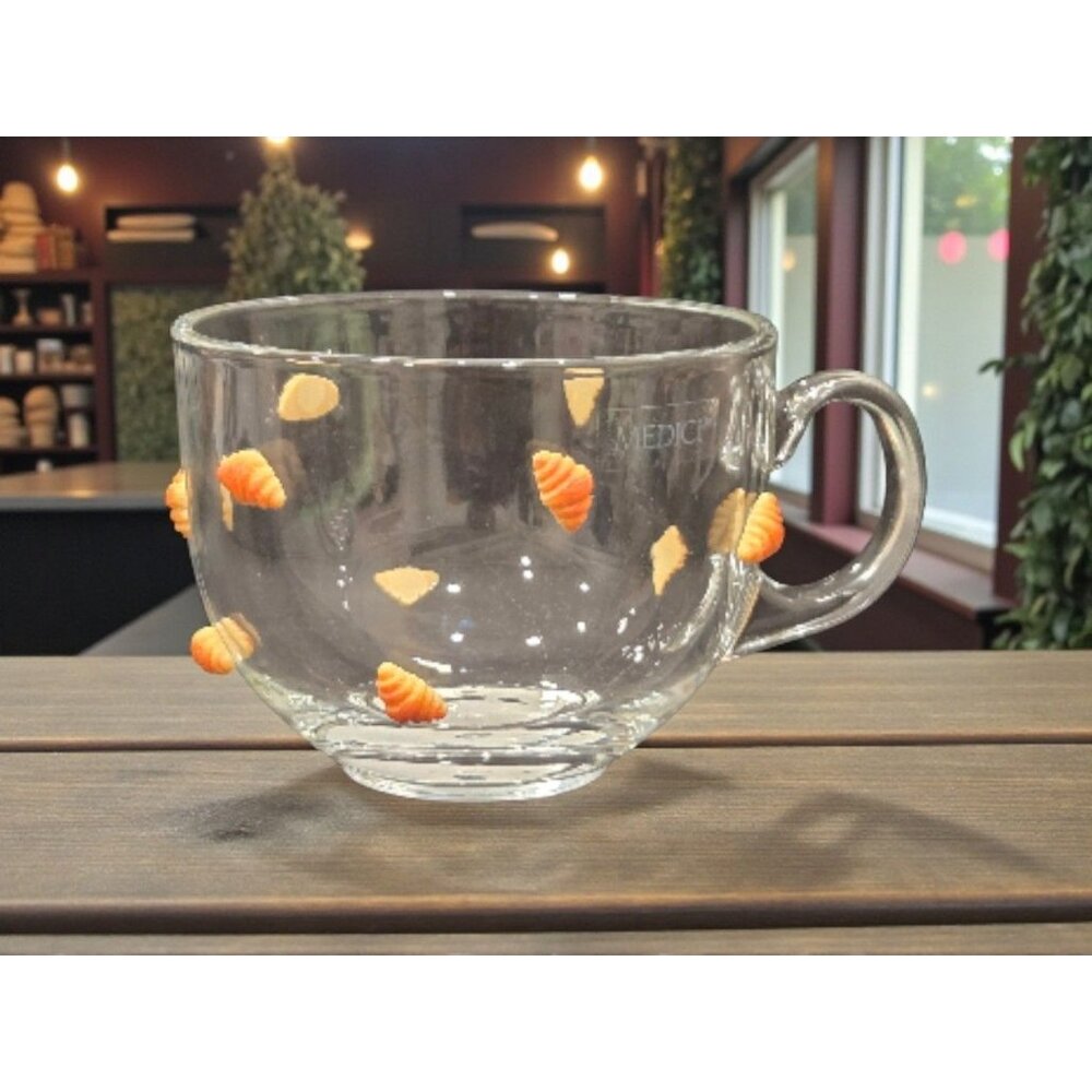 New Mini Minature Butter Croissant Handle Glass Coffee TEA Beverage Mug Gift